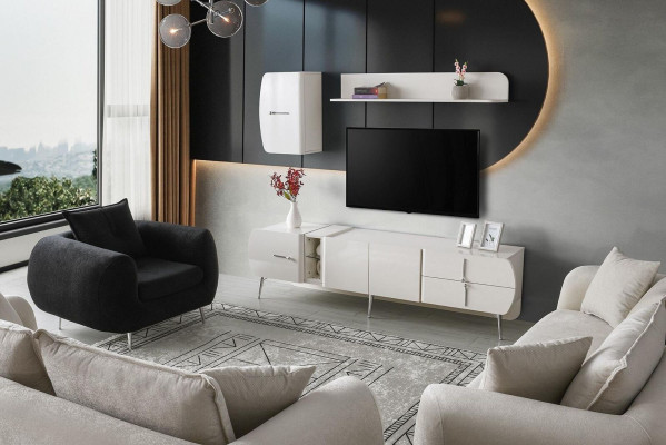 Garnitur Wohnzimmer TV Ständer Regale Sideboard RTV Lowboard Weiß