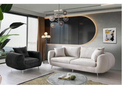 Sofagarnitur Dreisitzer Sessel Stoffsofa Polstersofa 3tlg Weiß Moderne