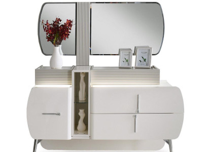 Luxus Kommode Frisiertisch Schrank Spiegel Weiß Holz Modern Set
