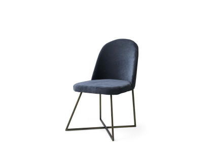 Esszimmerstuhl Stuhl Küchenstuhl Lehnstuhl Stoff Polster Blau Design