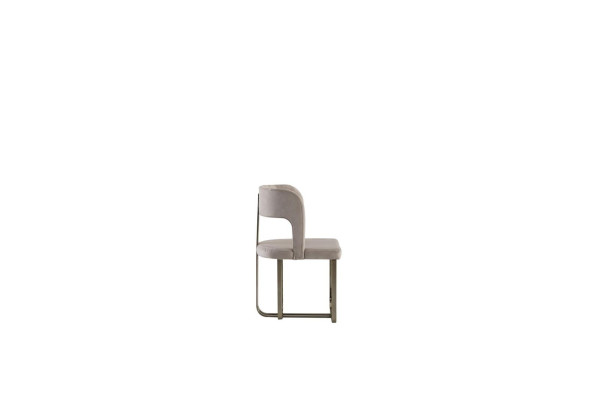 Stuhl Beige Elegantes Modern Esszimmer Schön Stoff Design Luxus Metall Stühle