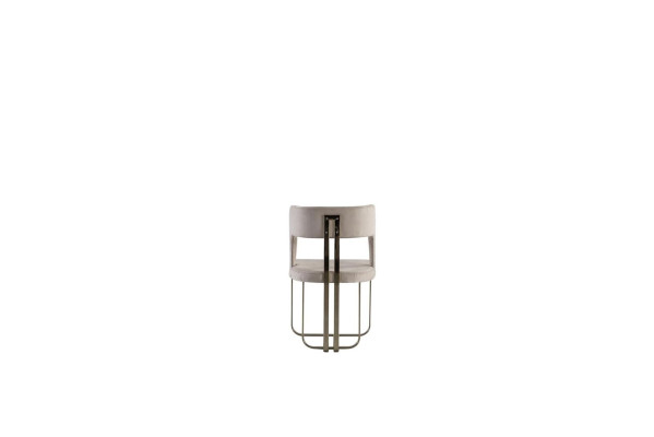 Stuhl Beige Elegantes Modern Esszimmer Schön Stoff Design Luxus Metall Stühle