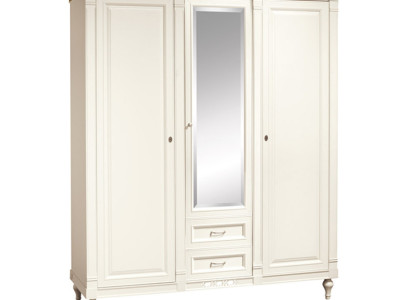Klassischer Schrank Kleiderschrank Massiv Landhaus Großer Spiegelschrank FL-D4