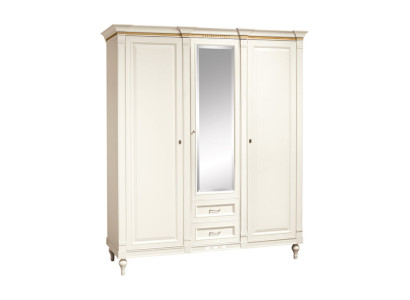 Klassischer Schrank Kleiderschrank Massiv Landhaus Großer Spiegelschrank FL-D3