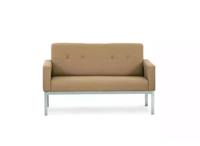 Beiger Zweisitzer Büromöbel Polstersofa Holzgestell Textil Einrichtung