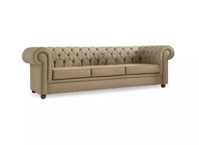 Beiger Chesterfield Dreisitzer Büromöbel Sofa Polstersofas Luxus Möbel