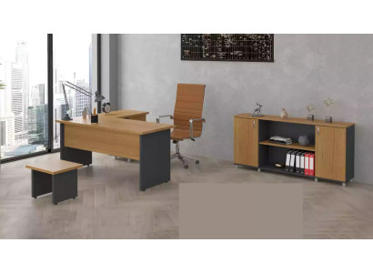 Büroeinrichtung Arbeitszimmer Set Büromöbel Chef Schreibtisch Schrank
