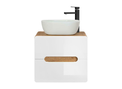 Waschtisch Badezimmer Waschbecken mit Aufsatz Becken 60cm Unterschrank Hochglanz