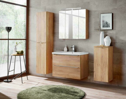 Design Badezimmer Möbel Bad 4 tlg. Set Garnitur Schrank Deko Waschbecken