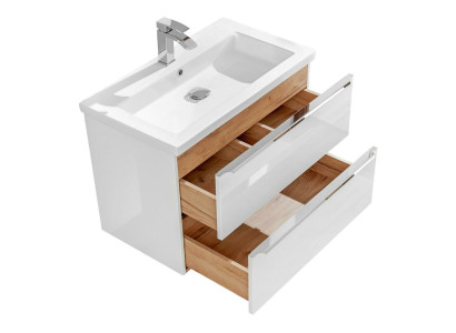 Badmöbel Set 80cm Waschbecken mit Unterschrank Waschtisch Schublade Hängeschrank