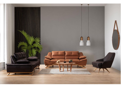 Sofagarnitur Stoffsofa Polstersofa Dreisitzer Sessel Braun Sofa 3tlg