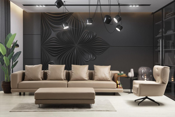 Couchgarnitur Viersitzer Dreisitzer Sessel Beige Sofa 3tlg Leder Set