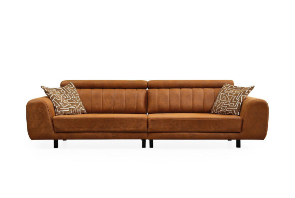 Luxus Viersitzer Couch Braun Kunstleder Sofa 4 Sitzer Polstersofa