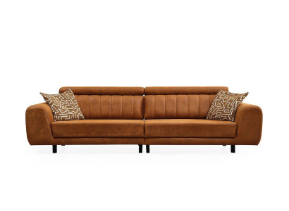 Luxus Viersitzer Couch Braun Kunstleder Sofa 4 Sitzer Polstersofa