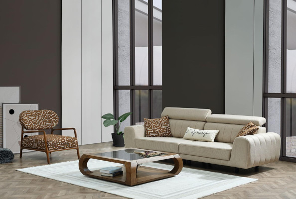 Couchgarnitur Viersitzer Dreisitzer Sessel Braun 3tlg Polstersofa Set