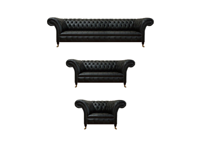 Wohnzimmer Sofagarnitur Schwarz 3tlg Luxus Design Chesterfield Neu