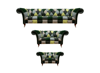 Wohnzimmer Modern Design Textil 3tlg Chesterfield Polstermöbel Neu