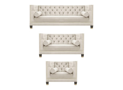 Weiß Sofagarnitur Textilsofa Wohnzimmer Luxus 3+2+1 Einrichtung Chesterfield