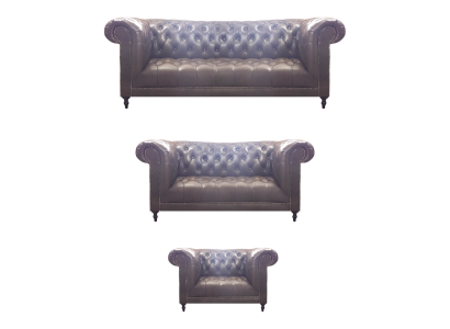 Wohnzimmer Set 3tlg Braun Leder Einrichtung Polstermöbel Chesterfield Neu