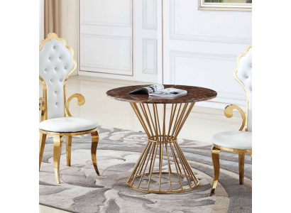 Esstisch Kaffeetisch Wohnzimmer Gold Luxus Design Rund Tisch Edelstahl