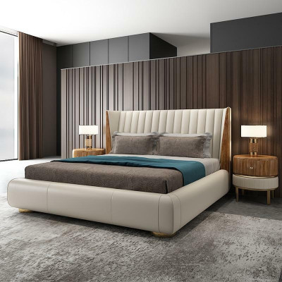 Designer Italienische Möbel Bett Doppel Schlazimmer 150x200cm Betten Leder Neu