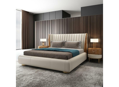 Designer Italienische Möbel Bett Doppel Schlazimmer 150x200cm Betten Leder Neu