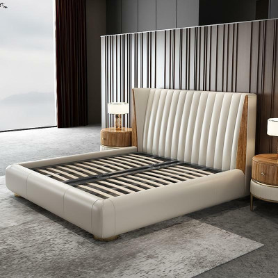 Designer Italienische Möbel Bett Doppel Schlazimmer 150x200cm Betten Leder Neu