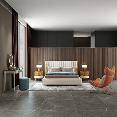 Designer Italienische Möbel Bett Doppel Schlazimmer 150x200cm Betten Leder Neu