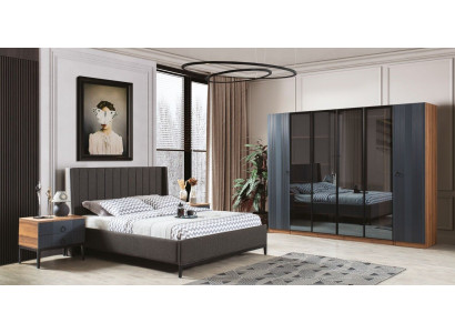 Loft Schlafzimmer Set Bett 2x Nachttische Kleiderschrank Design 4tlg.