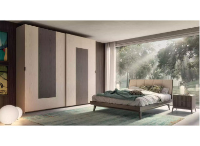 Schlafzimmer Set Bett 2x Nachttische Kleiderschrank Design Luxus neu 4tlg