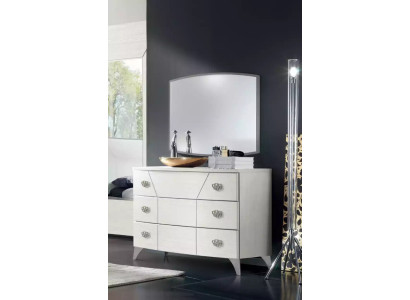 Schlafzimmer Set Kommode Spiegel Luxus Komplettes weiß Sideboard 2tlg