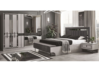 Schlafzimmer Set Komplettes Bett 2x Nachttische Kleiderschrank Luxus Möbel