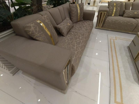 Modern Sofagarnitur 3+3+1 Sitzer Sessel Textil 3 Sit Sofa 3tlg. Set Design Neu