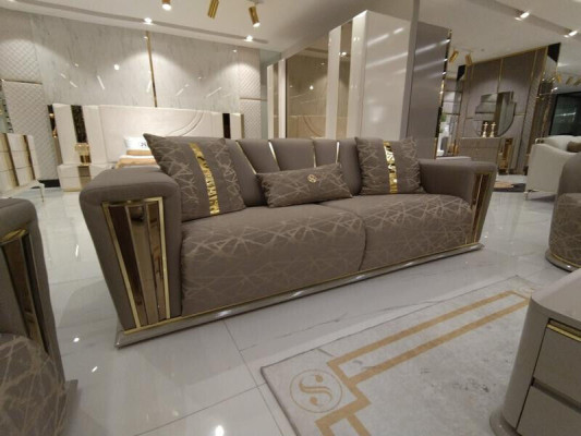 Modern Sofagarnitur 3+3+1 Sitzer Sessel Textil 3 Sit Sofa 3tlg. Set Design Neu
