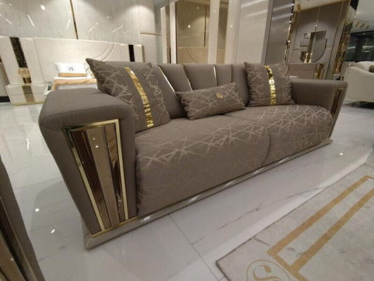 Modern Sofagarnitur 3+3+1 Sitzer Sessel Textil 3 Sit Sofa 3tlg. Set Design Neu