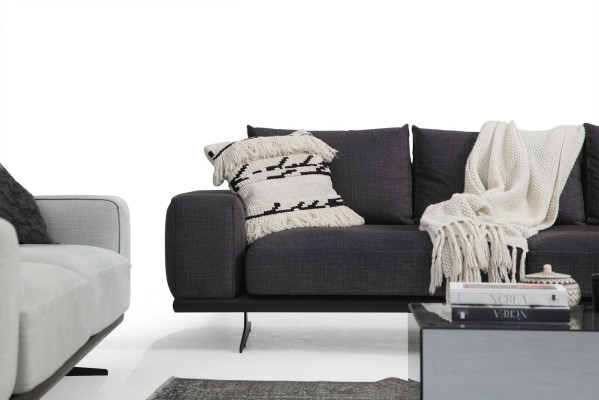 Sofagarnitur Ecksofa L-Form Zweisitzer Sitzer Sessel Stoff Grau 3tlg