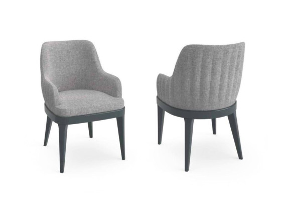 Moderner Stühle Stoff Holz Design Stuhl Lehnstuhl Luxus Polster Textil  