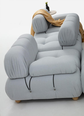 Komplette Couchgarnitur Sofagarnitur 321 Sitzer Modern Stoff Grau Set