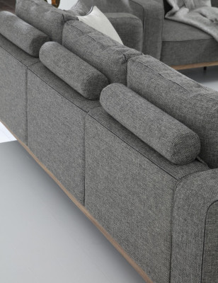 Sofagarnitur 4 Sitzer Sessel Viersitzer Stoff Sofas Modern Design Grau