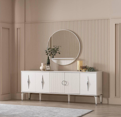 Essgruppe Garnitur Esszimmer Esstisch Set 9tlg Essecke Weiß Holz Groß