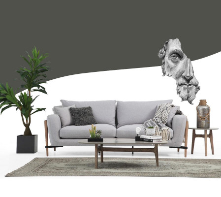Sofagarnitur 4 Sitzer Sessel Viersitzer Stoff Sofas Modern Design Grau 