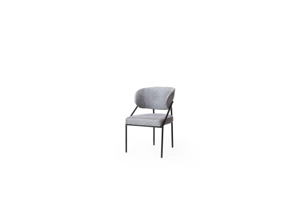 Grauer Polsterstuhl Esszimmer Designer Stühle Metallgestell Luxus Möbel