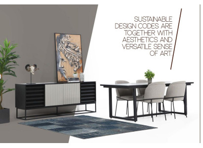 Essecke Essgruppe Esszimmer Esstisch Stühle 6tlg Holz Schwarz Set Neu
