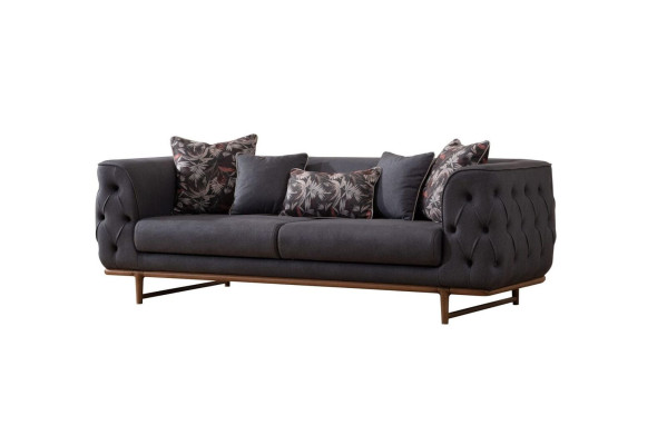 Schwarzes Chesterfield Sofa Designer Bettfunktion Wohnzimmer 3-Sitzer