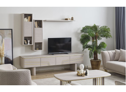 Graue Wohnzimmer Regale Luxus TV-Schrank Designer RTV Wandschränke 4tlg