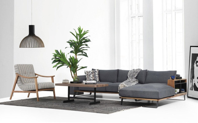 Wohnzimmer Ecksofa L-Form Sofagarnitur Stoff Grau Modern Design