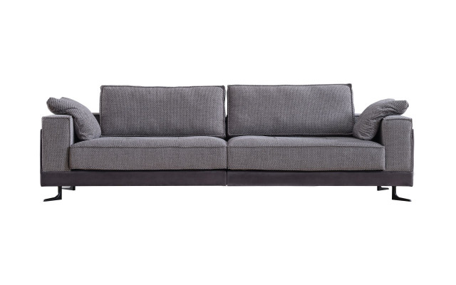 Grauer Polster 4-Sitzer Couch Wohnzimmer Viersitzer Sofa Luxus Möbel