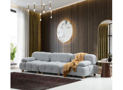 Sofa 3 Sitzer Dreisitzer Modern Stoff Grau Sofas Design Wohnzimmer Neu