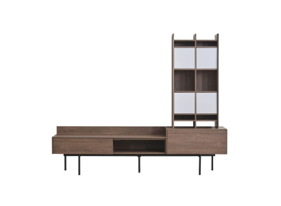 Wohnzimmer Brauner TV-Ständer Wandschrank Moderne Wohnwand Set 3tlg