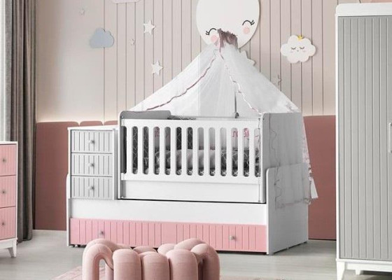Stilvolles Kinderbett für Baby Mehrfarbig Perfekte Möbel für Ihr Kinderzimmer удаление